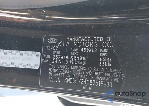 2008 Kia Sportage Lx from USA, damaged, VIN KNDJF724087518933